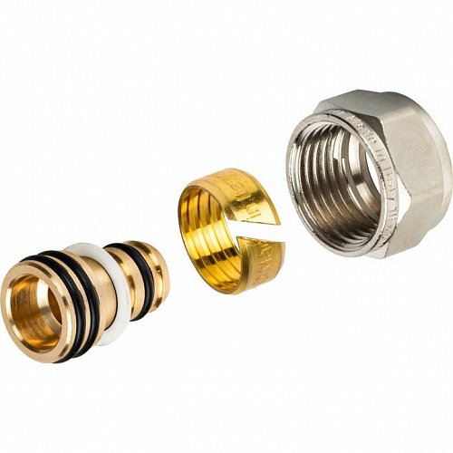 Резьбозажимное 20 x 2.0-3/4", Watts RVP-C, обжим-резьба, вн., латунь, евроконус Резьбозажимное 20 x 2.0-3/4", Watts RVP-C, обжим-резьба, вн., латунь, евроконус