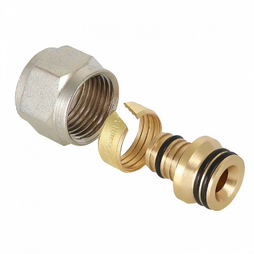 Резьбозажимное 16 x 2.0-3/4", Henco EK, обжим-резьба, вн., латунь, евроконус Резьбозажимное 16 x 2.0-3/4", Henco EK, обжим-резьба, вн., латунь, евроконус