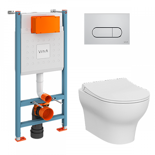 Инсталляция Zentrum Round хром безободковый унитаз, сиденье микролифт Vitra 9879B003-7200 Инсталляция Zentrum Round хром безободковый унитаз, сиденье микролифт Vitra 9879B003-7200